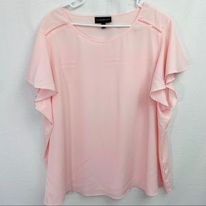 LANE BRYANT Pink Popover Blouse Short Sleeve sz 26